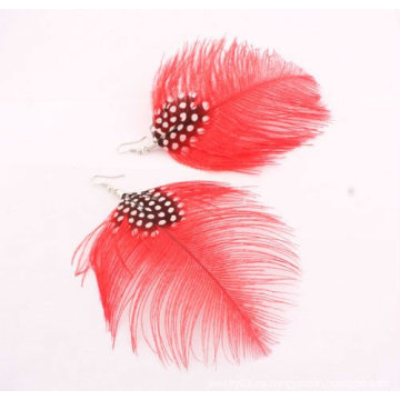 Pendientes de plumas naturales de moda FEA14